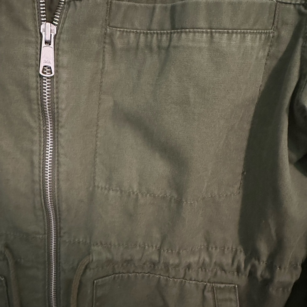 Old Navy Army Green Jacket Khaki Zip Up Size Large - Picture 3 of 4